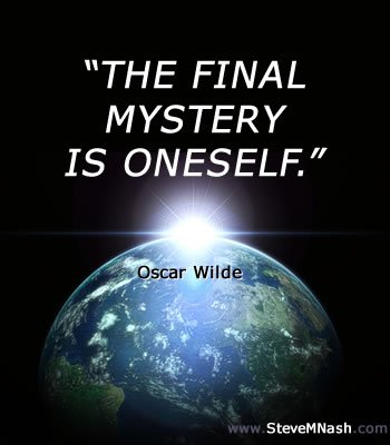 Oscar Wilder quote: "The final mystery is oneself." | Quote overlays large image of earth