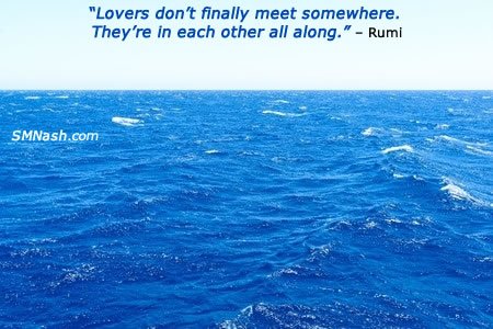 best date ever image | rumi quote over blue seascape
